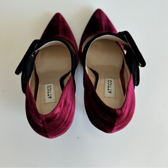 The Attico Elsa Velvet pumps Burgundy plum Black buckle heel EUC US size 5 - Picture 12 of 14